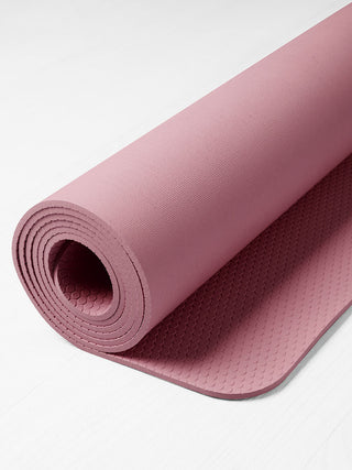 UNLIMITED yogamat oud roze detail met grip structuur van de onderkant voor extra grip