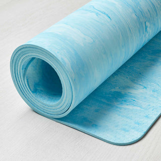 Yogamat Infinity blauw detail van de gripstructuur aan de onderkant van de yogamat